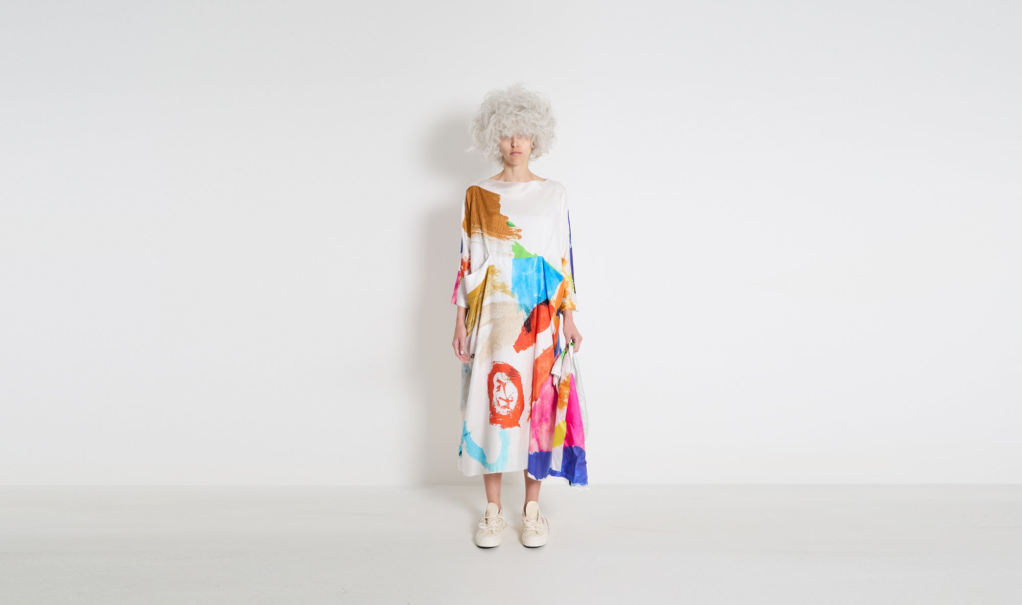 multicolor silk dress