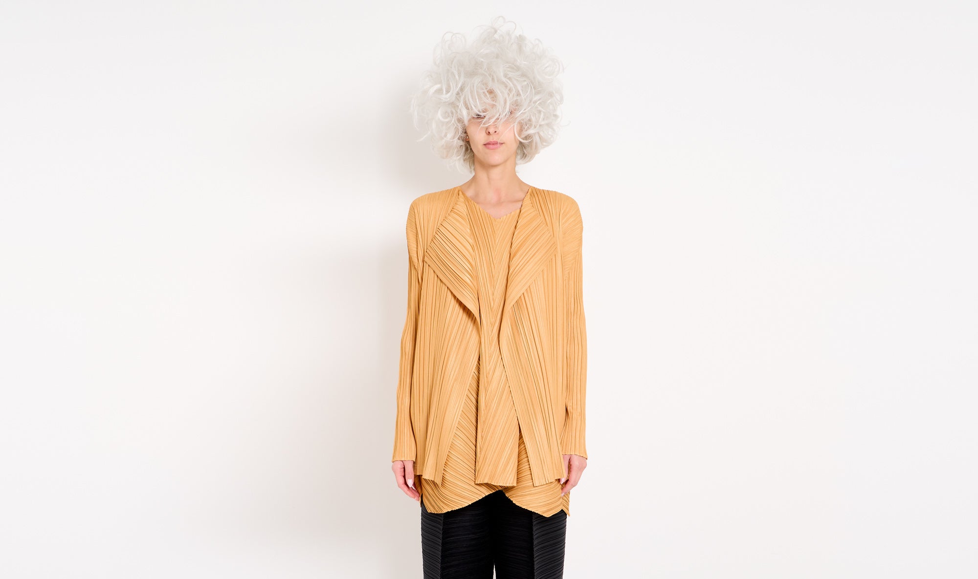 ocher polyester plissé jacket Après Paris