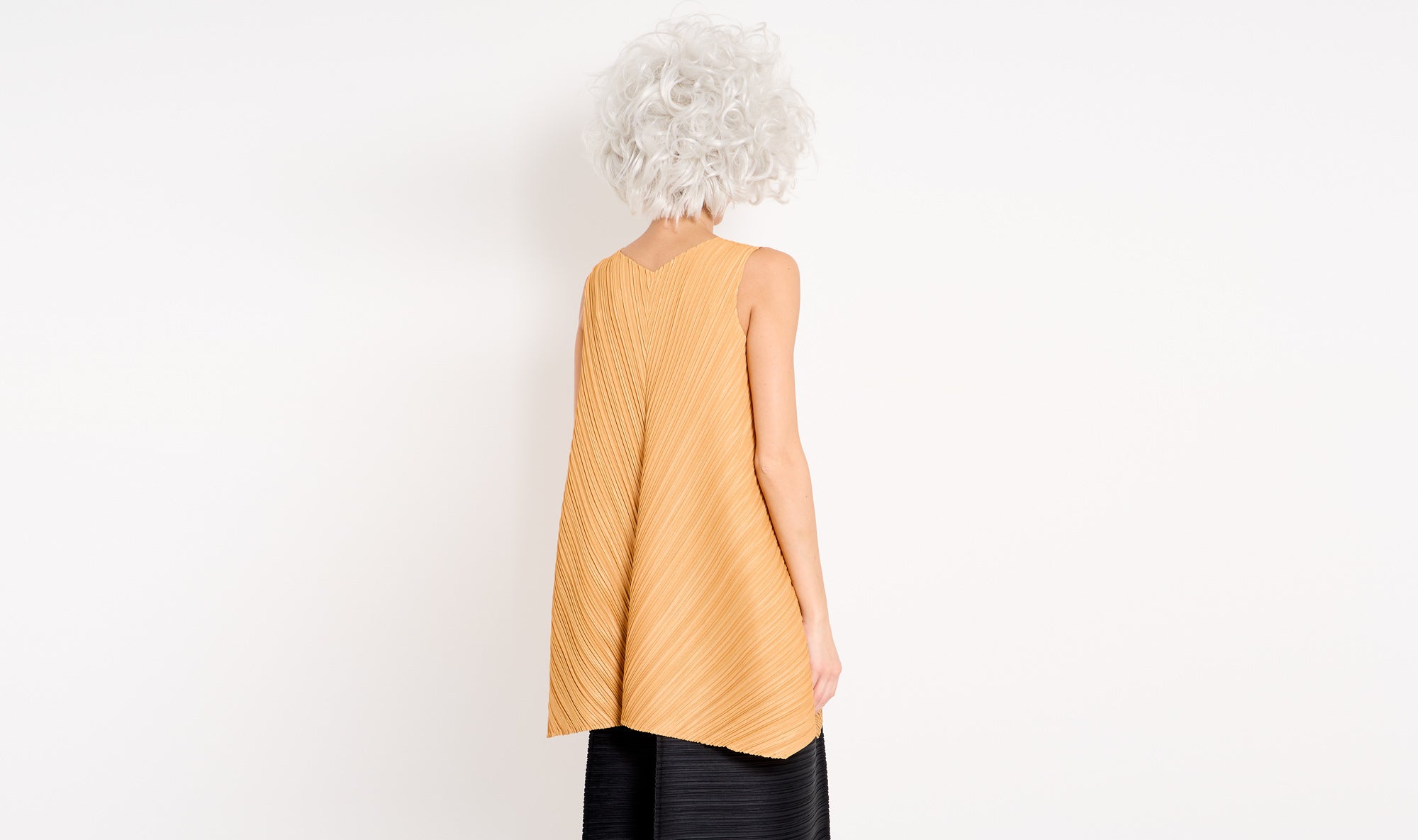 ocher polyester plissé tunic Après Paris