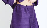 purple plissé outfit