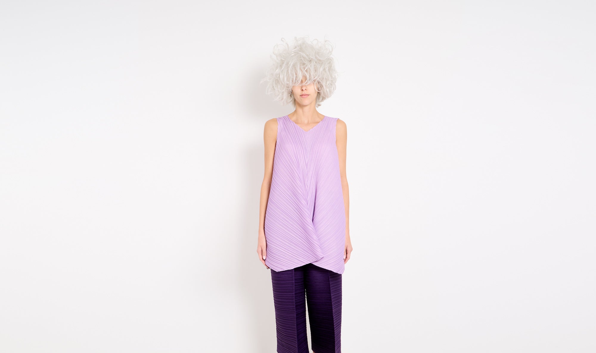 purple polyester plissé tunic Après Paris