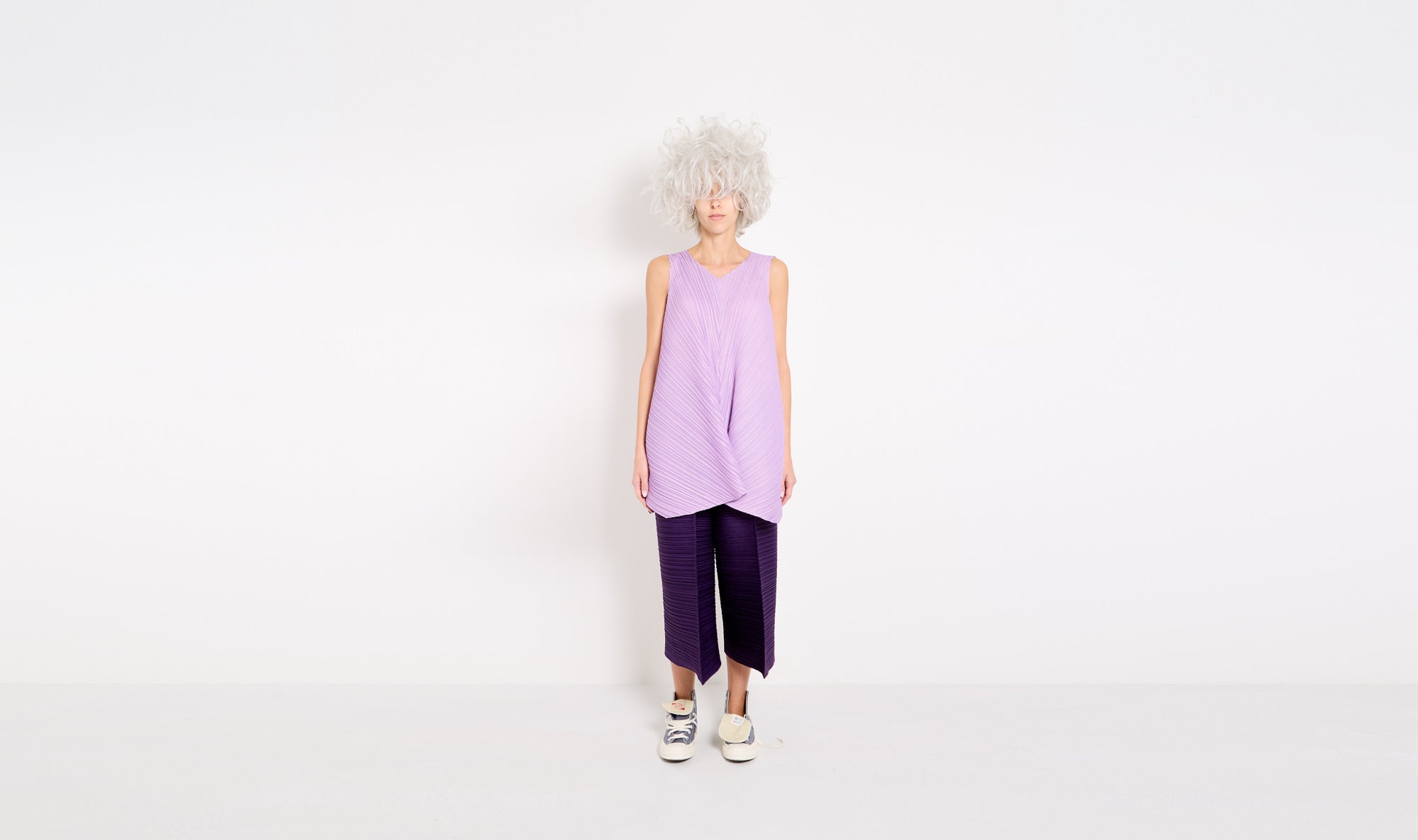 purple polyester plissé tunic Après Paris