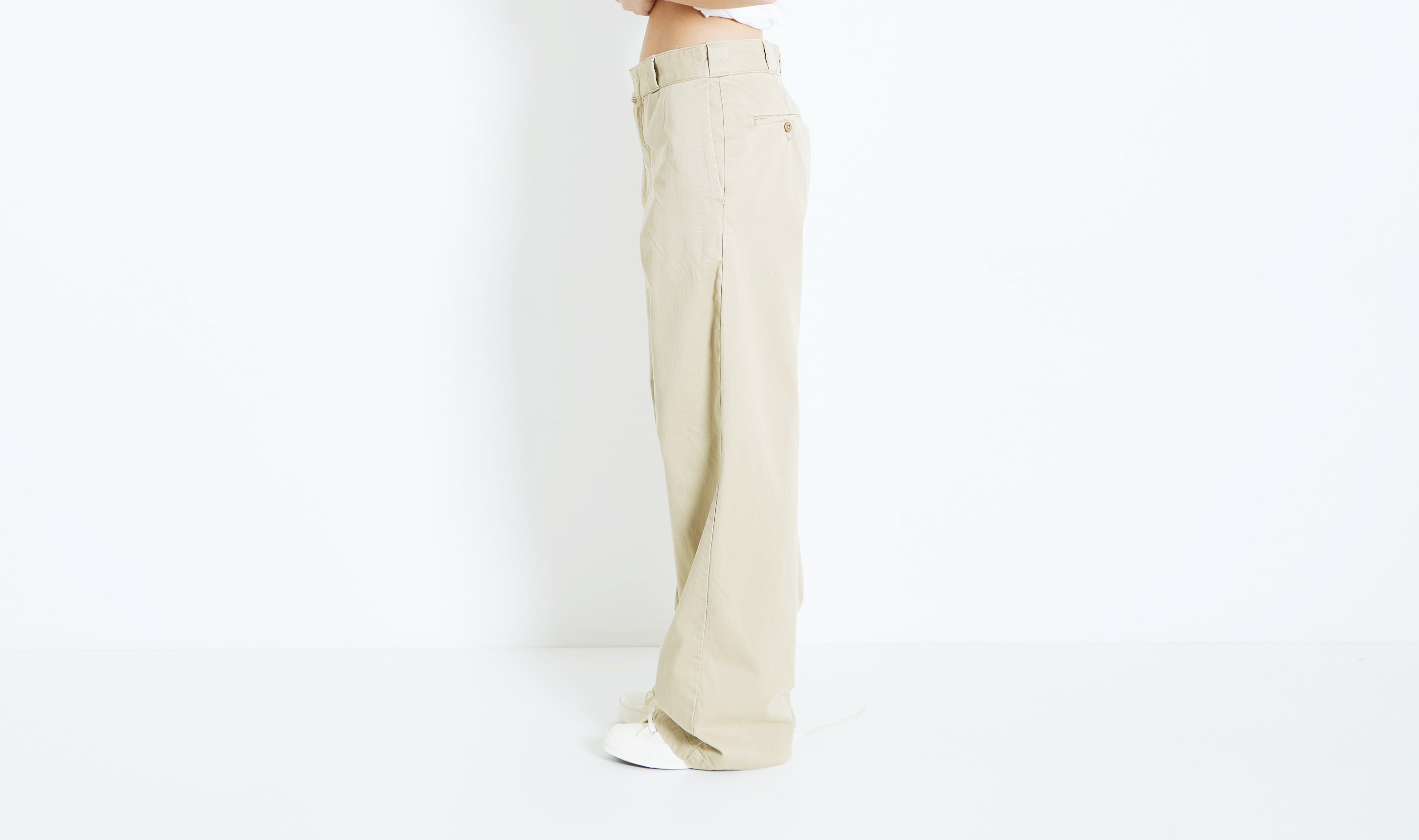 wide leg beige cotton trousers