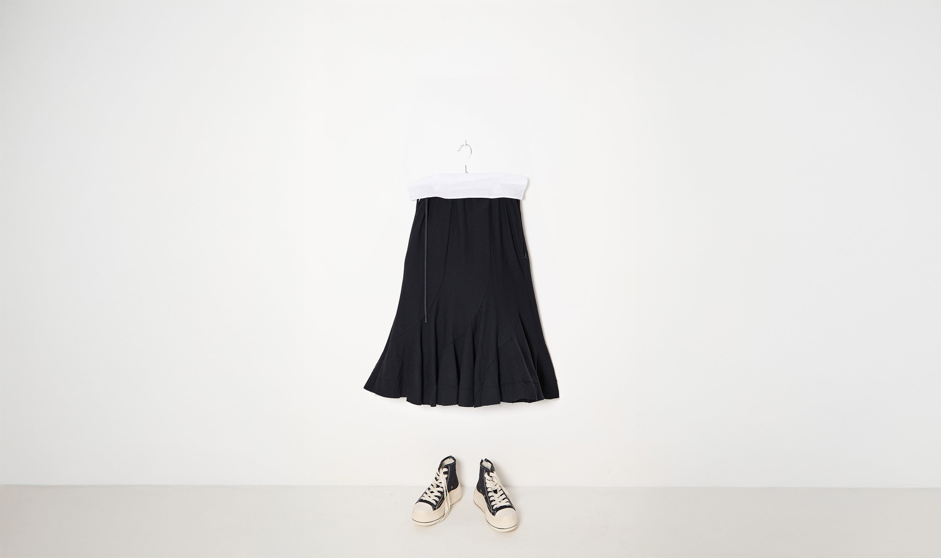 Black Wool Twisted Skirt