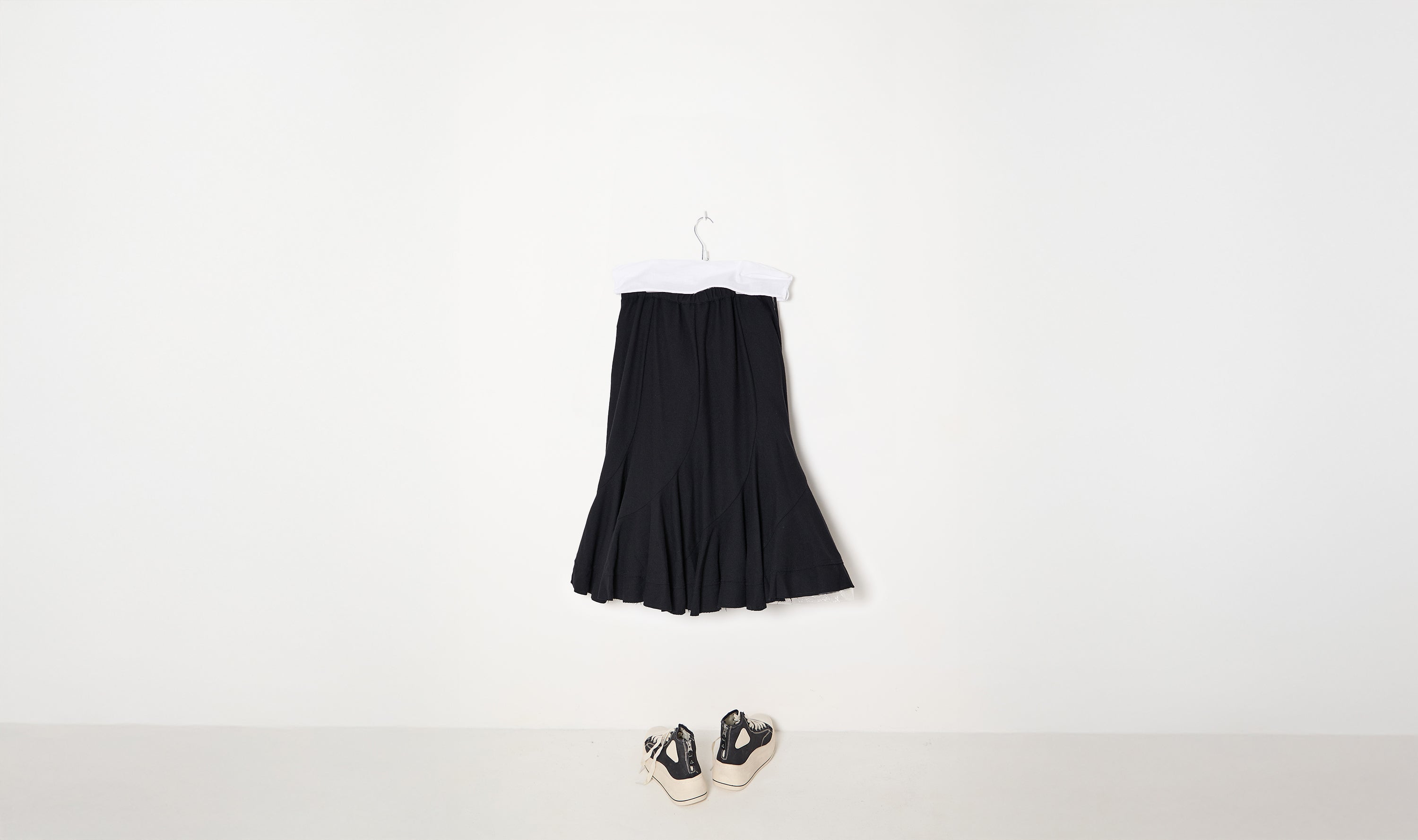 Black Wool Twisted Skirt