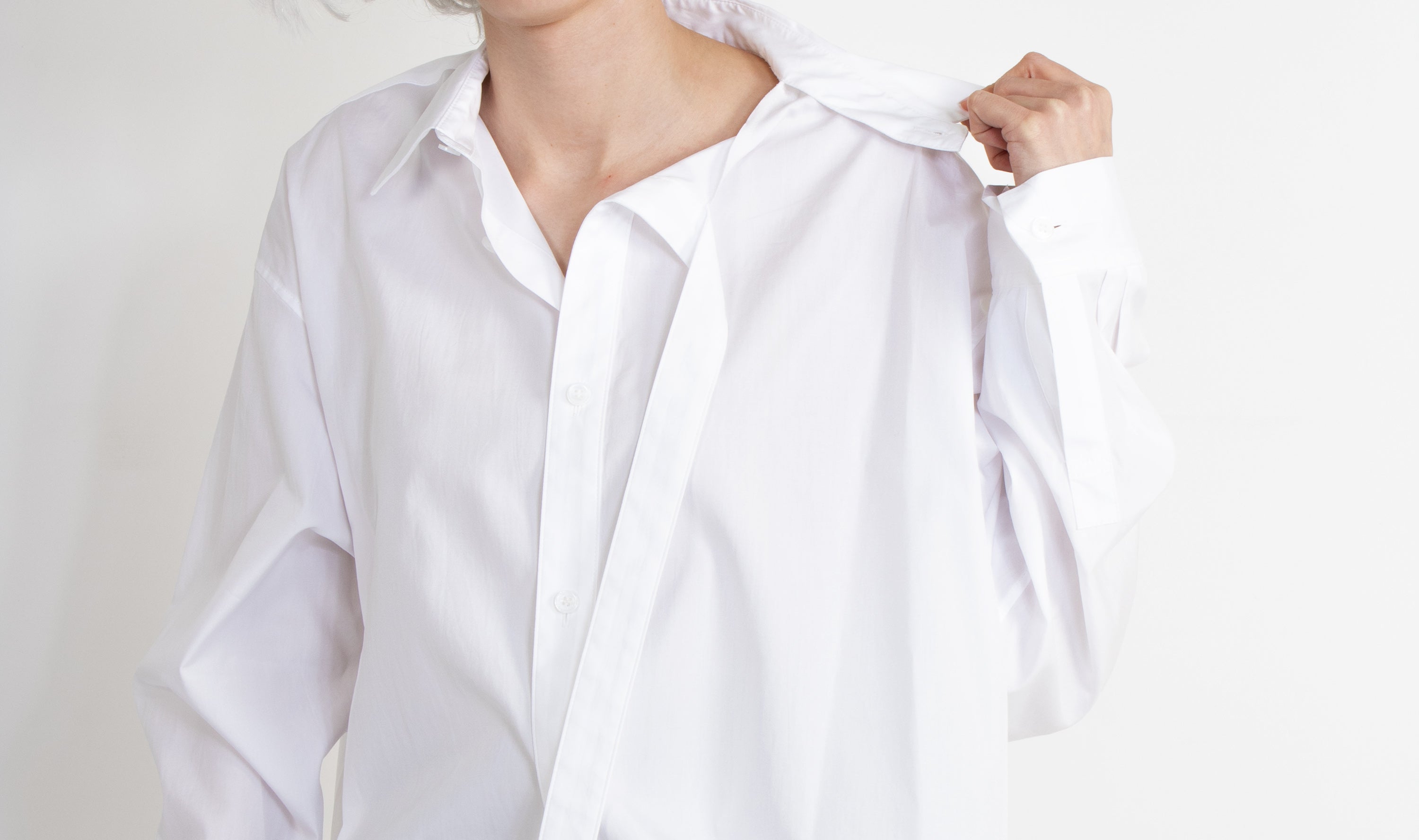 white cotton asymmetrical shirtY'S